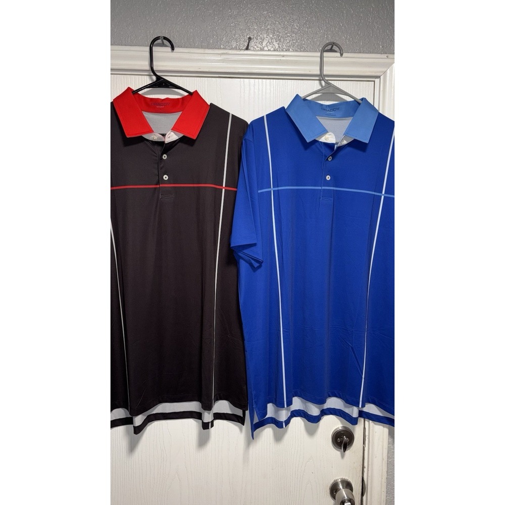 B.Draddy Sport Lot Of 2 Golf Polo Shirt Mens Large Striped‎ Casual Performance